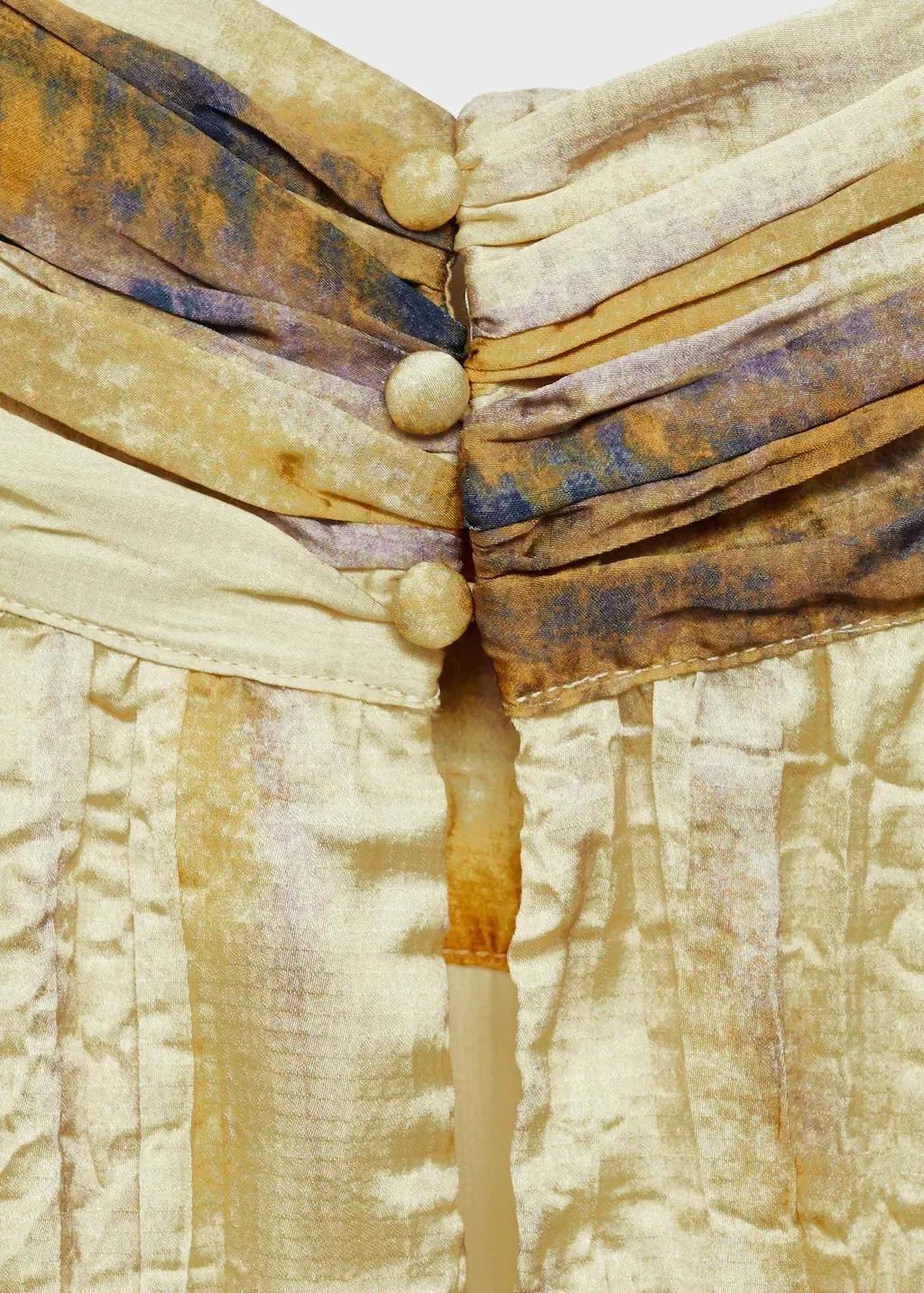 Yellow Long Satin Textured Dress, , large image number 5