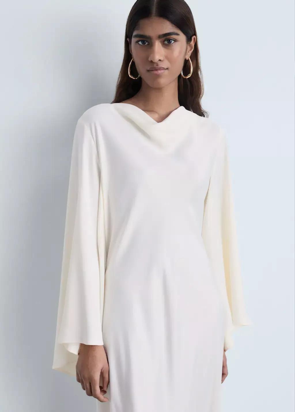 White Long Satin Dress, , medium