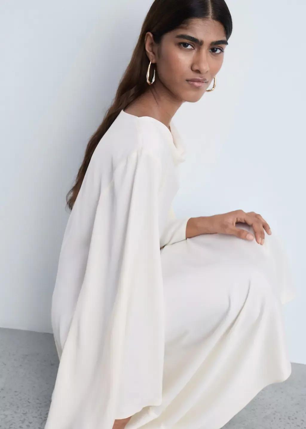 White Long Satin Dress, , large image number 3