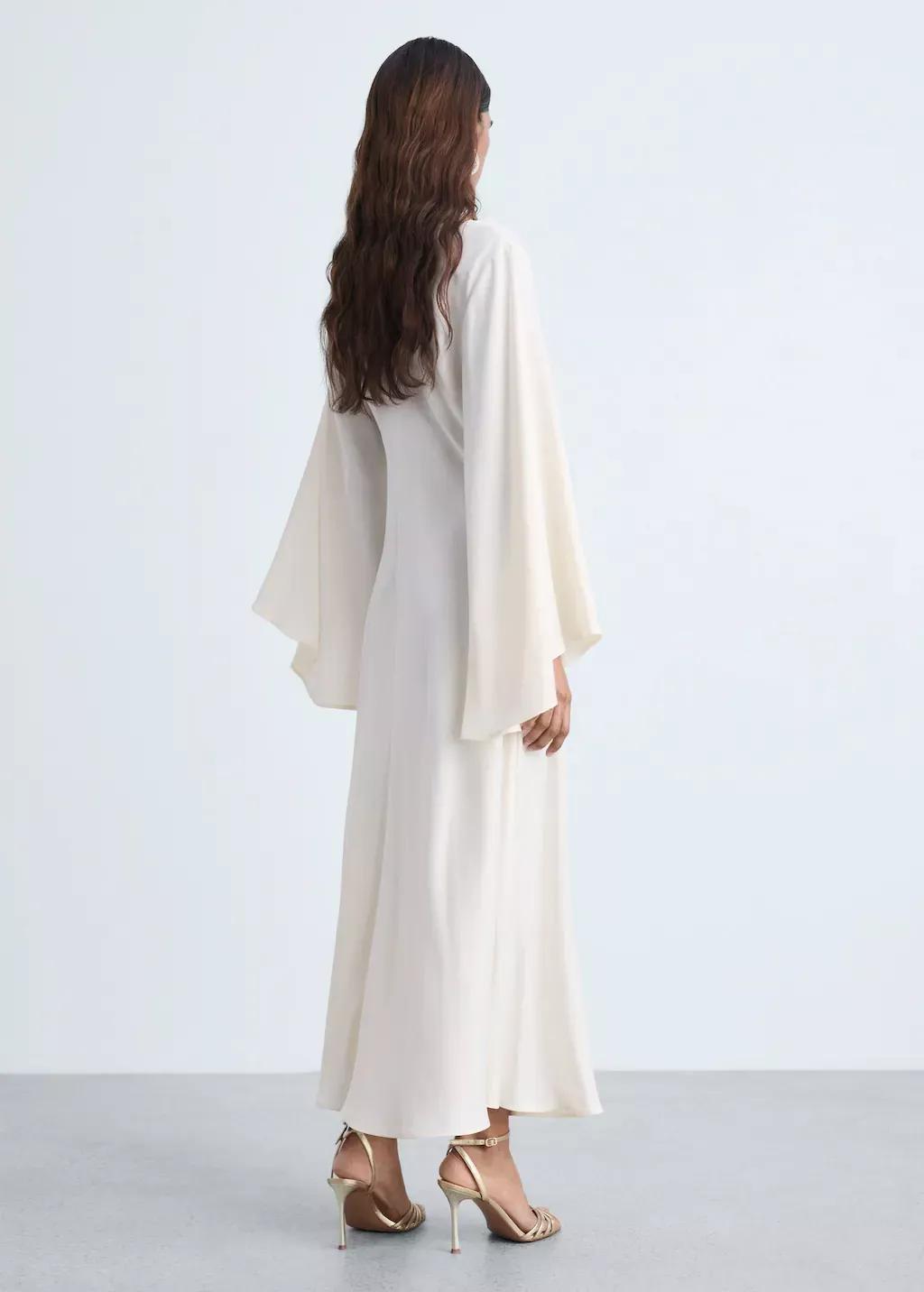 White Long Satin Dress, 0201_02, large image number 6