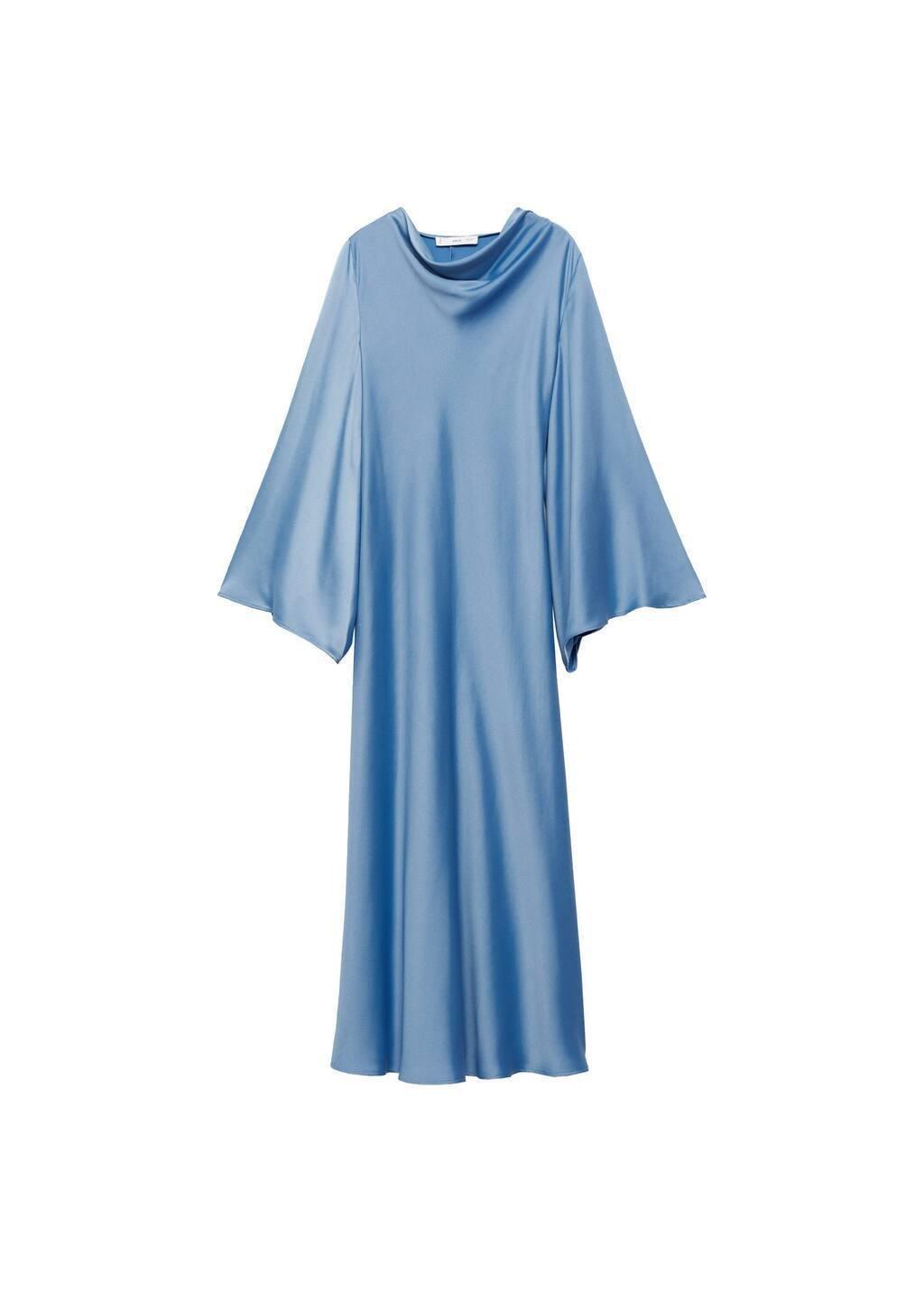 Blue Long Satin Dress, , large image number 2