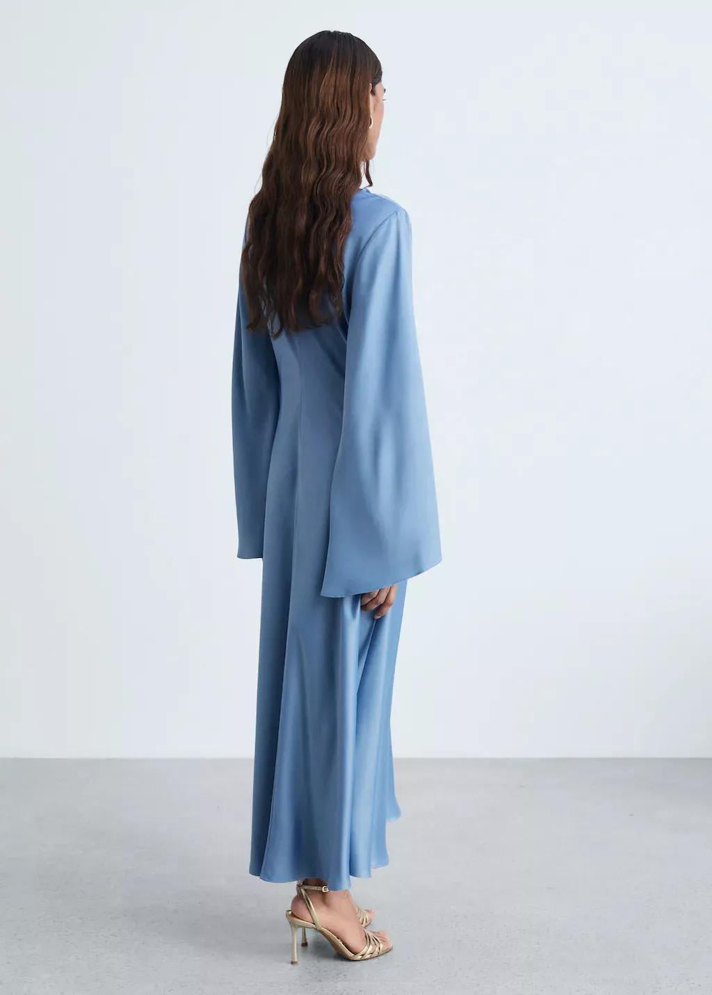 Blue Long Satin Dress, , large image number 5