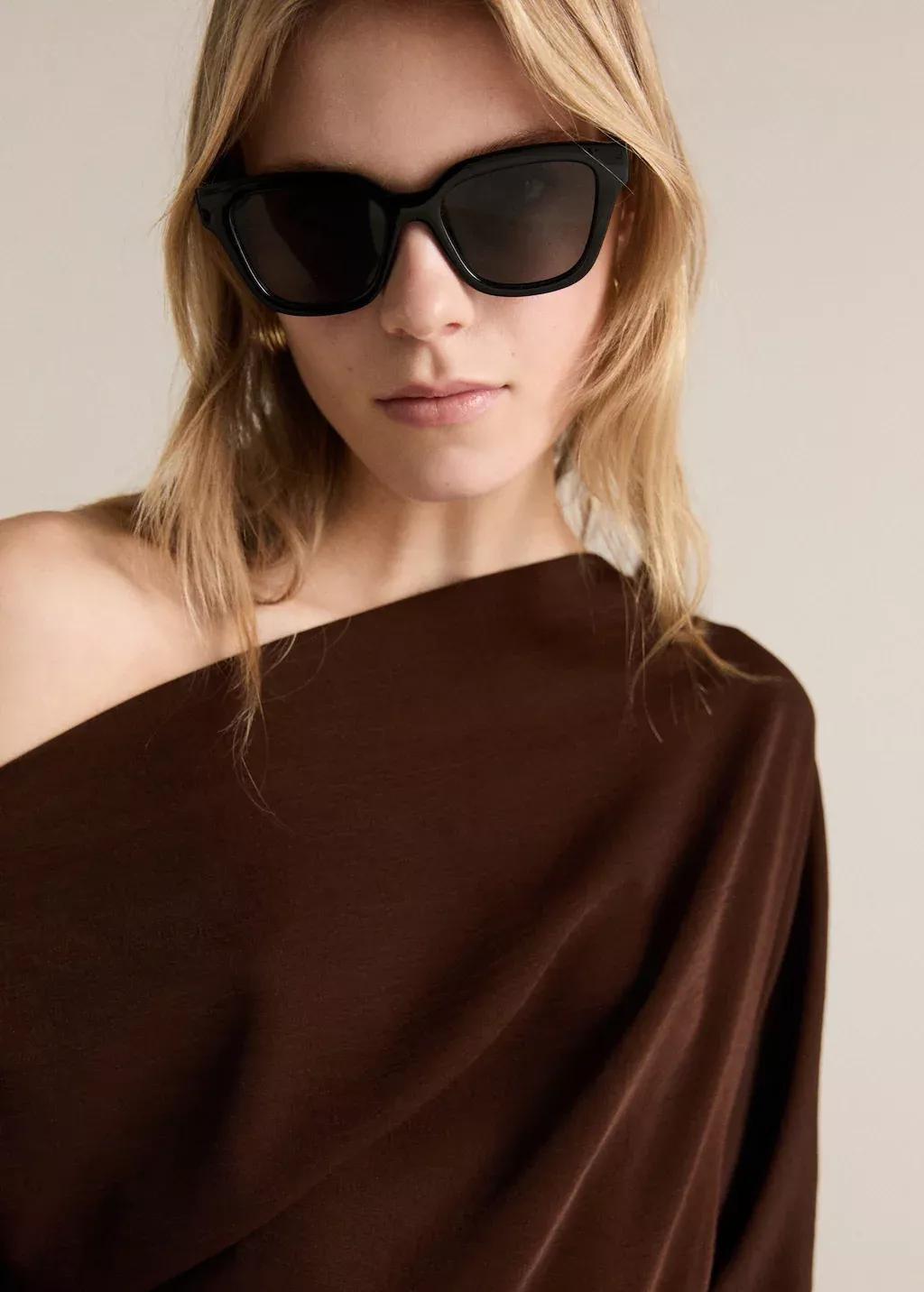 Brown Asymmetrical Dress With Gathered Sides, , large image number 1