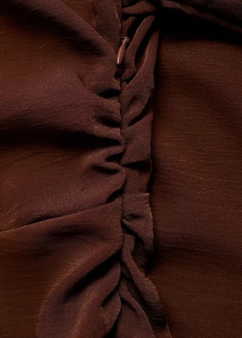 Brown Asymmetrical Dress With Gathered Sides, , large image number 5