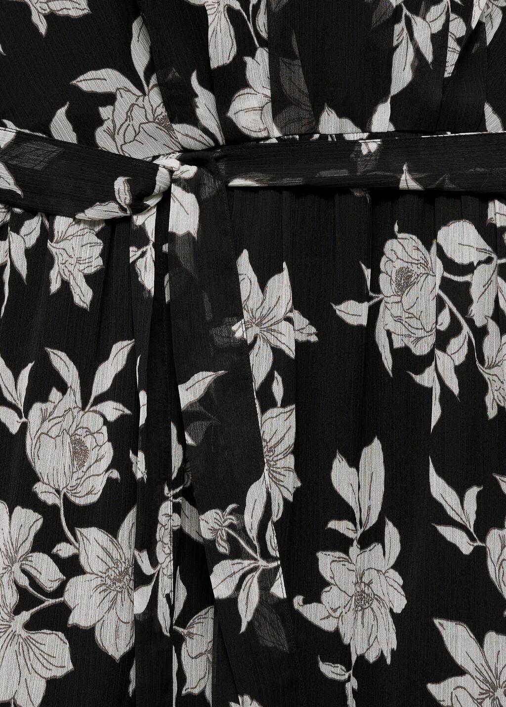 Black Ruffled Floral Print Dress, , large image number 5