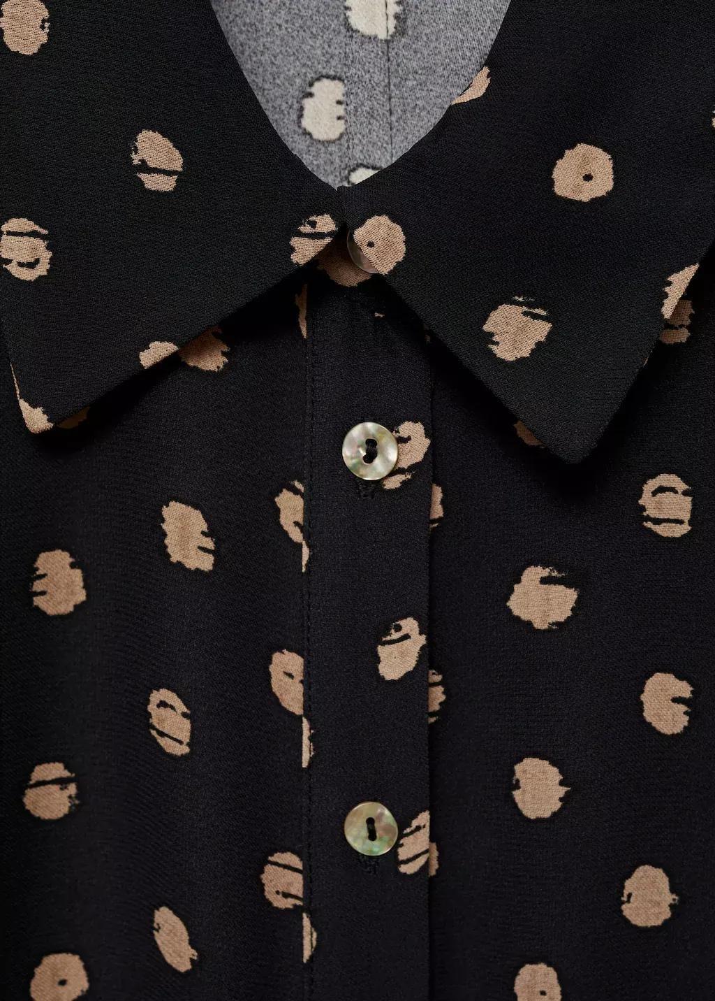 Black Polka Dot Shirt Dress With Knot Detail, , large image number 3