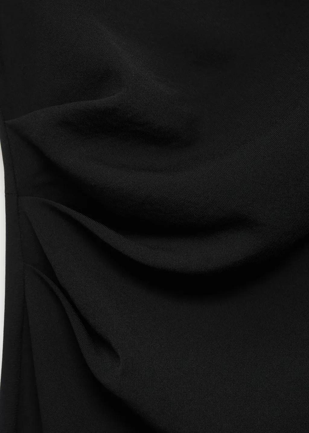 Black A-Line Dress With Draped Waist, , large image number 3