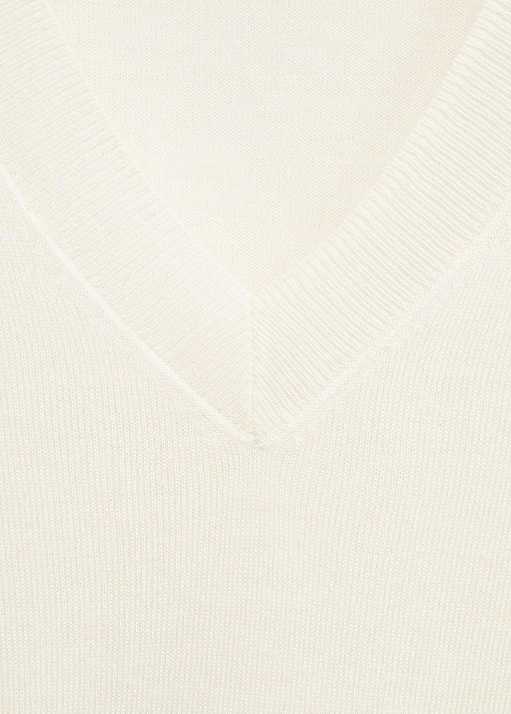 Beige V-Neck Knit Sweater, , large image number 7