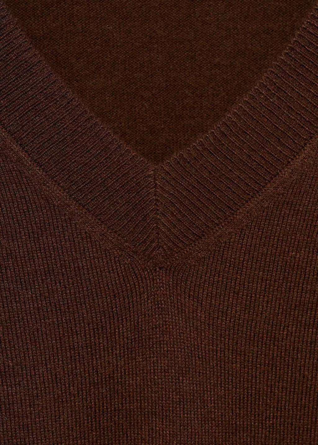 Brown V-Neck Knit Sweater, , large image number 7