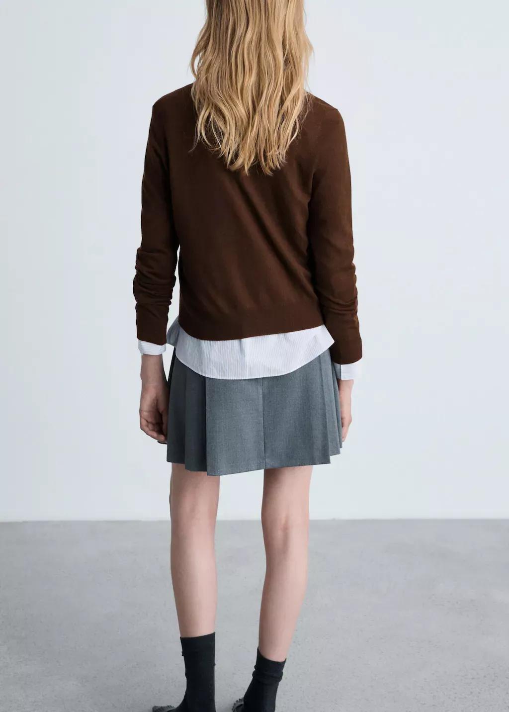 Brown V-Neck Knit Sweater, , large image number 8