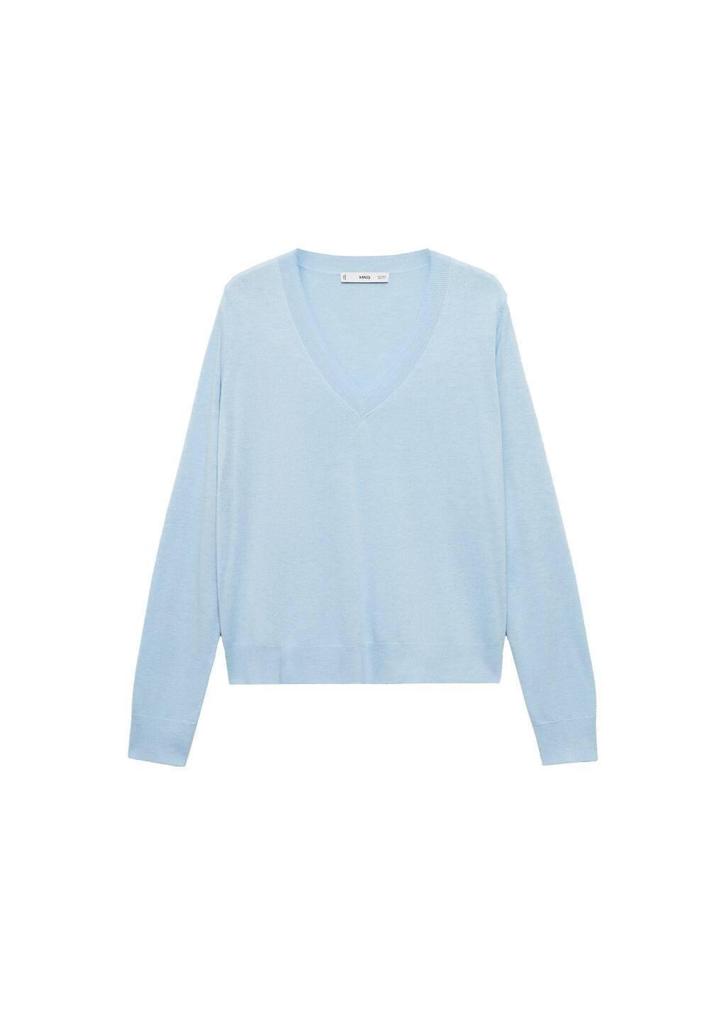 Blue Lt Pastel V-Neck Knit Sweater, , large image number 2
