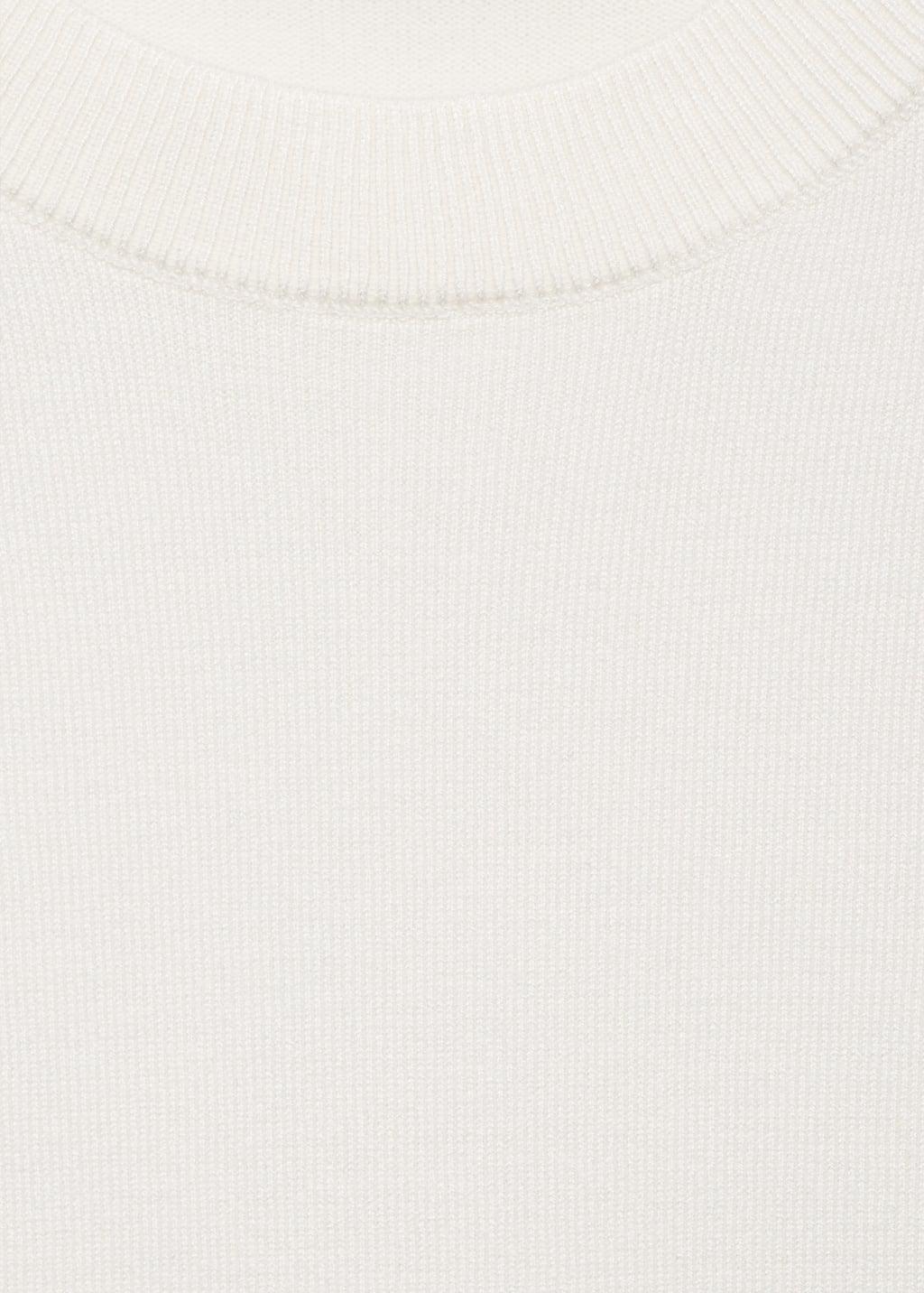 Beige Striped Short-Sleeved Sweater, , large image number 5