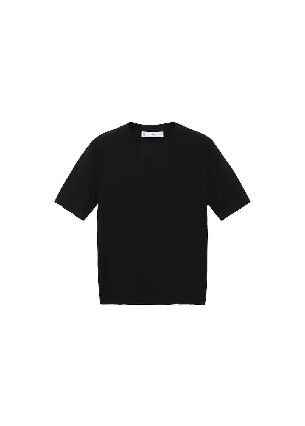 Black Striped Short-Sleeved Sweater, , large image number 3