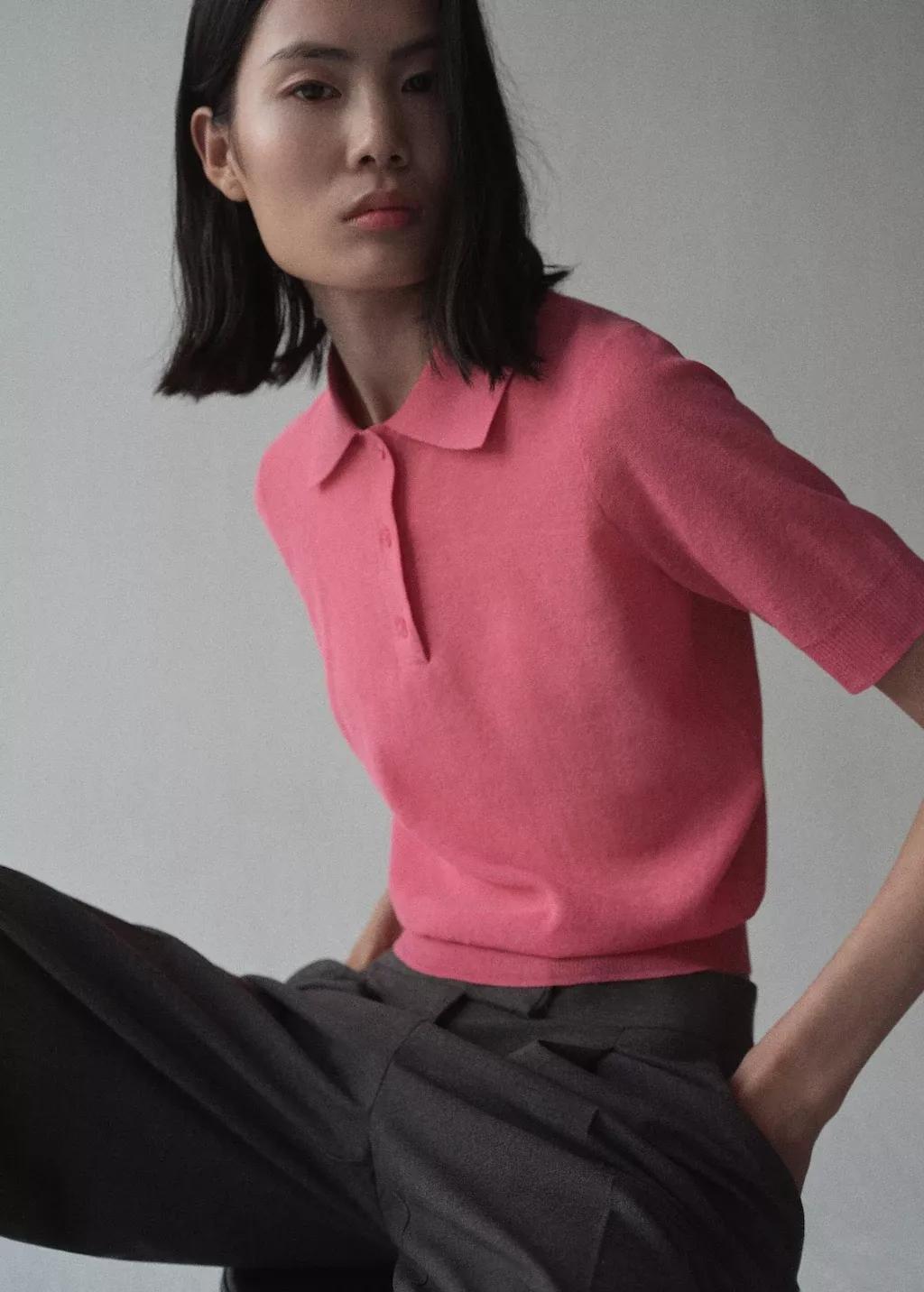Pink Textured Casual Sweater, , large image number 0