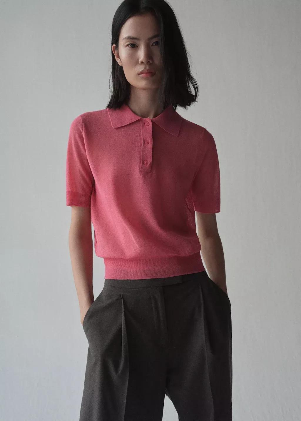 Pink Textured Casual Sweater, , large image number 1