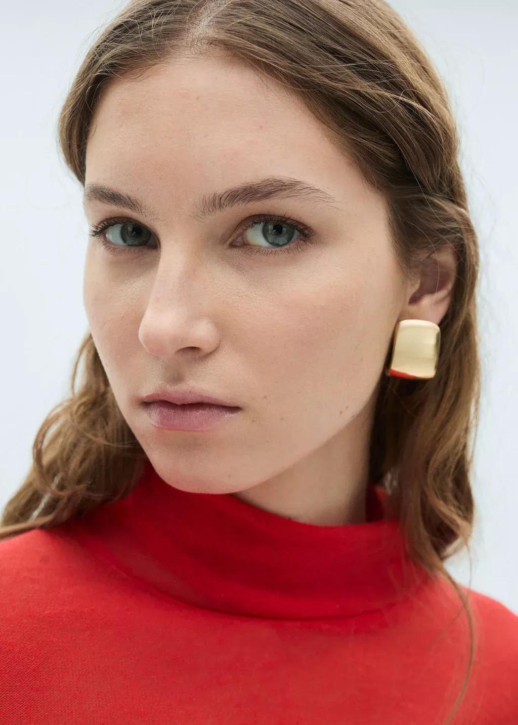 Red Semi-Transparent Turtleneck Sweater, , large image number 1