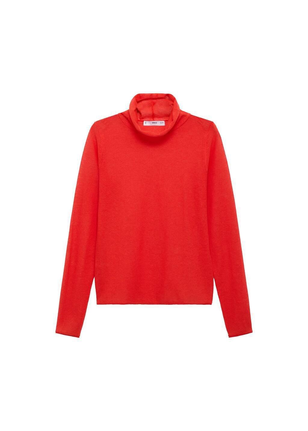 Red Semi-Transparent Turtleneck Sweater, , large image number 2