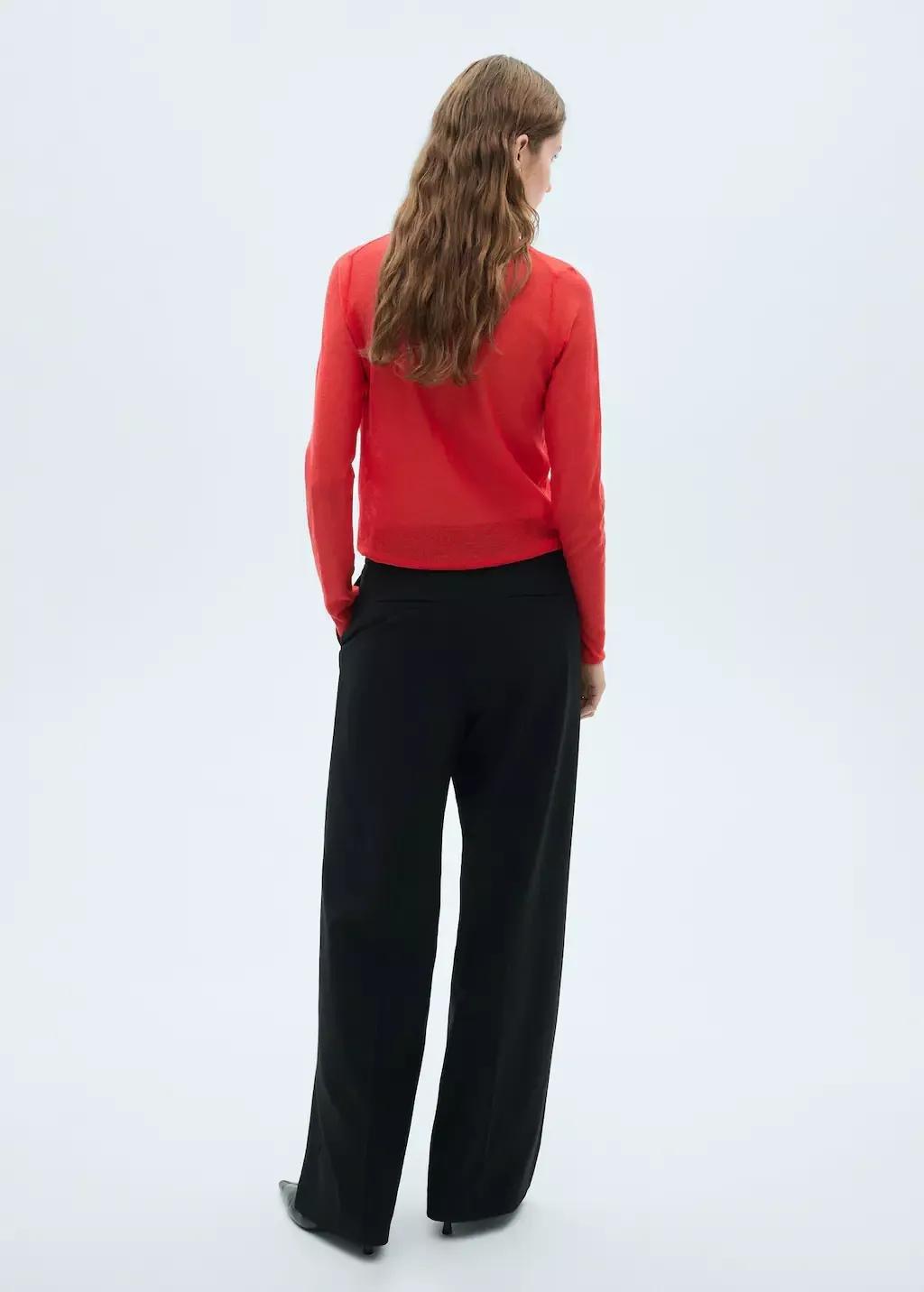 Red Semi-Transparent Turtleneck Sweater, , large image number 5