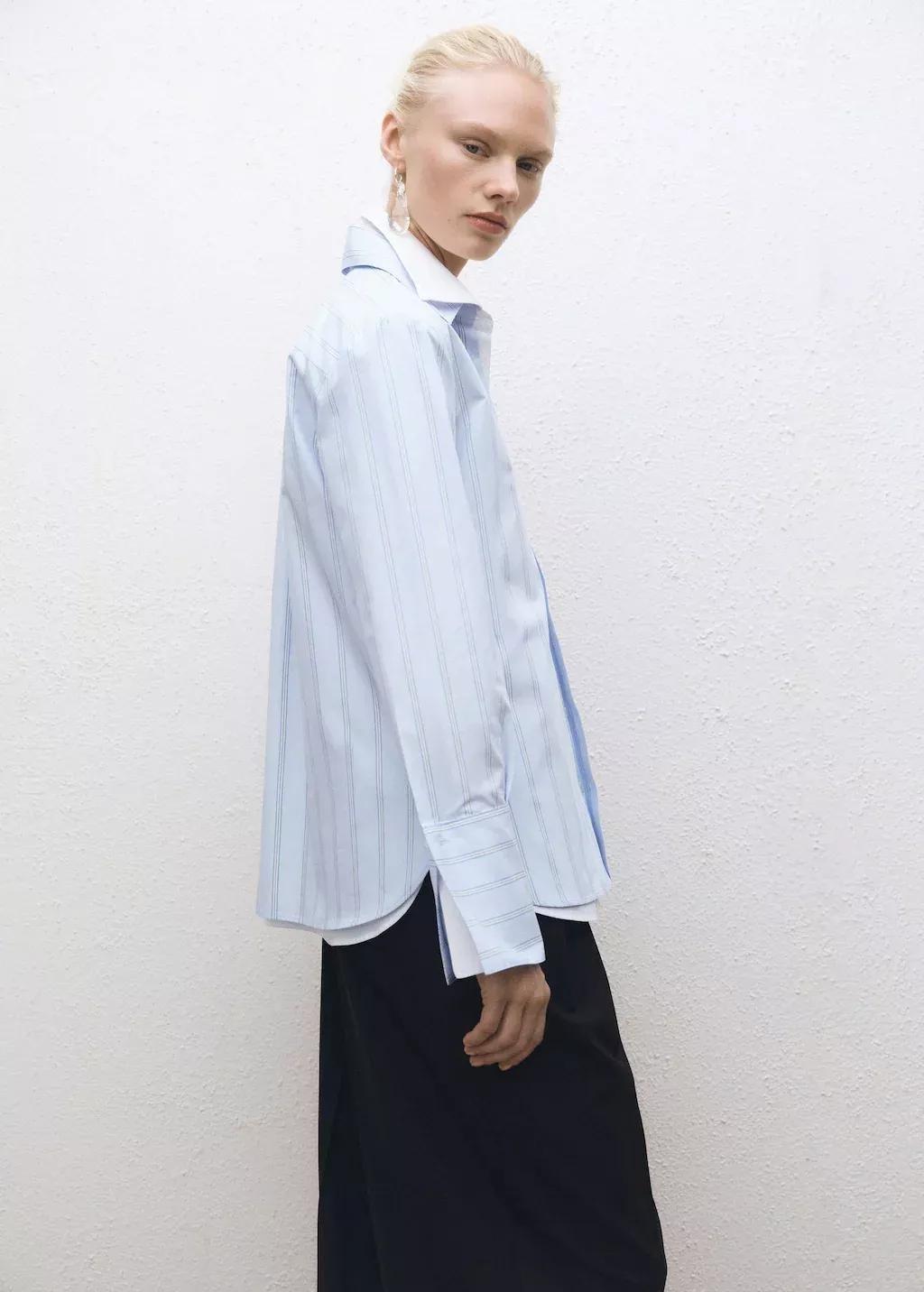 Blue Lt Pastel Regular Striped Cotton Shirt, , medium