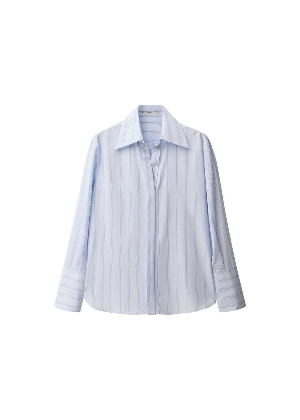 Blue Lt Pastel Regular Striped Cotton Shirt, , large image number 2