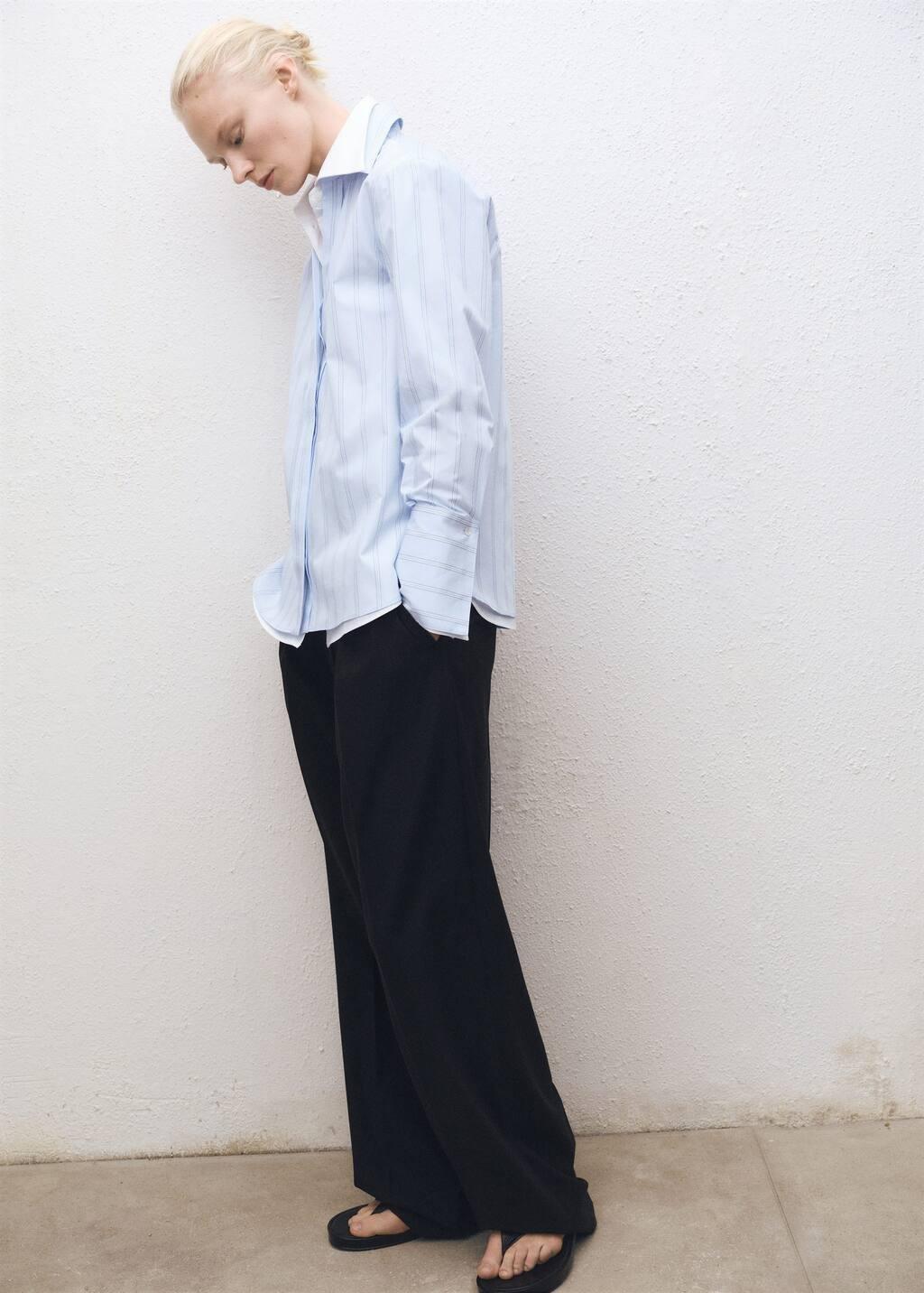 Blue Lt Pastel Regular Striped Cotton Shirt, , large image number 3