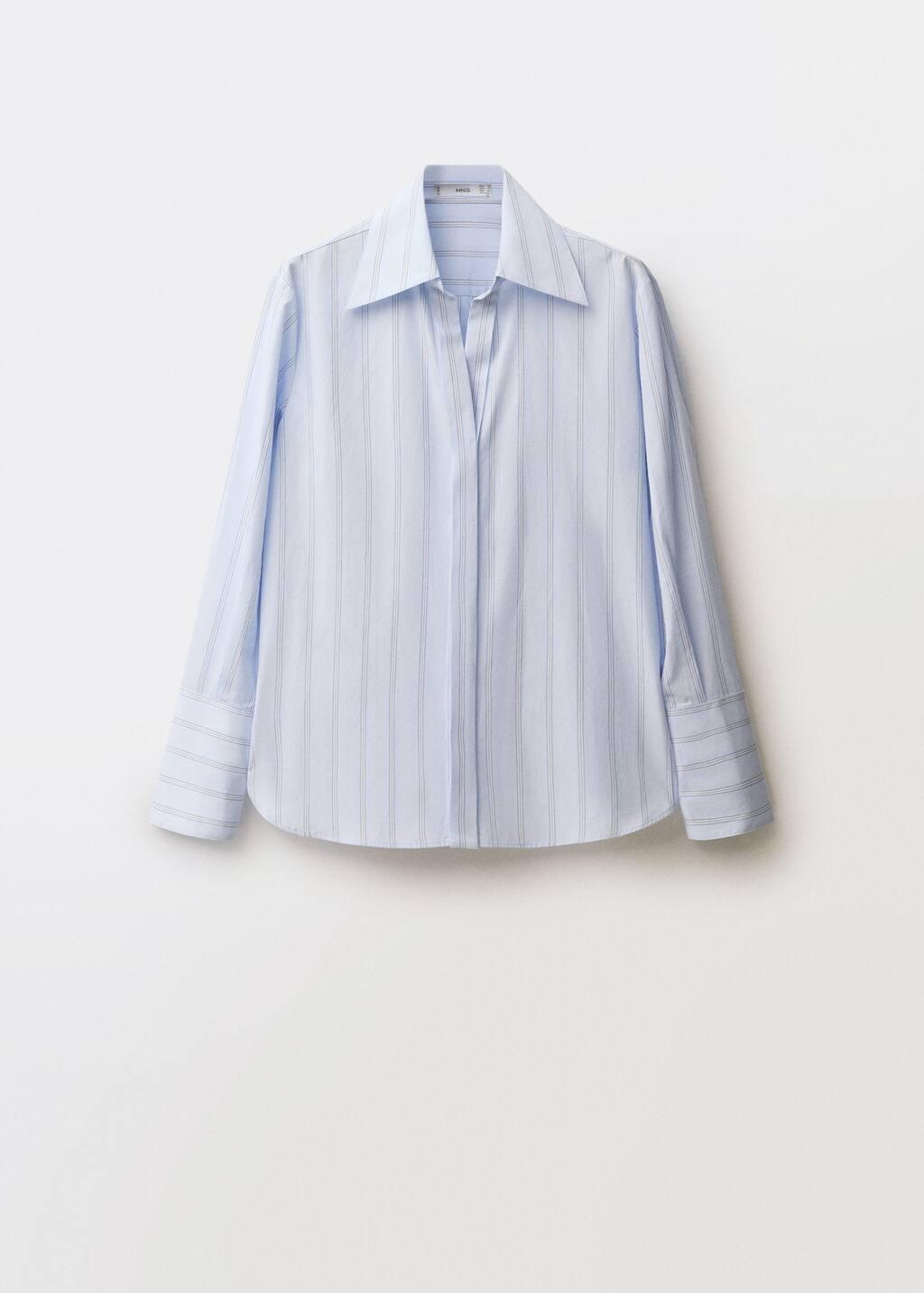 Blue Lt Pastel Regular Striped Cotton Shirt, , large image number 4
