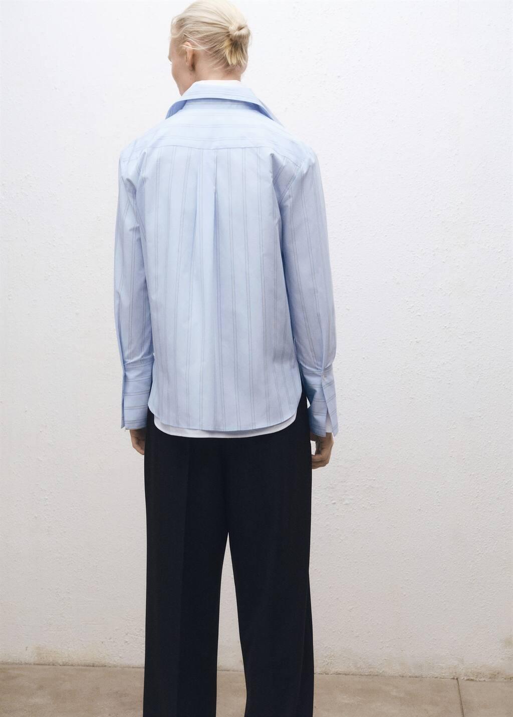 Blue Lt Pastel Regular Striped Cotton Shirt, , large image number 7