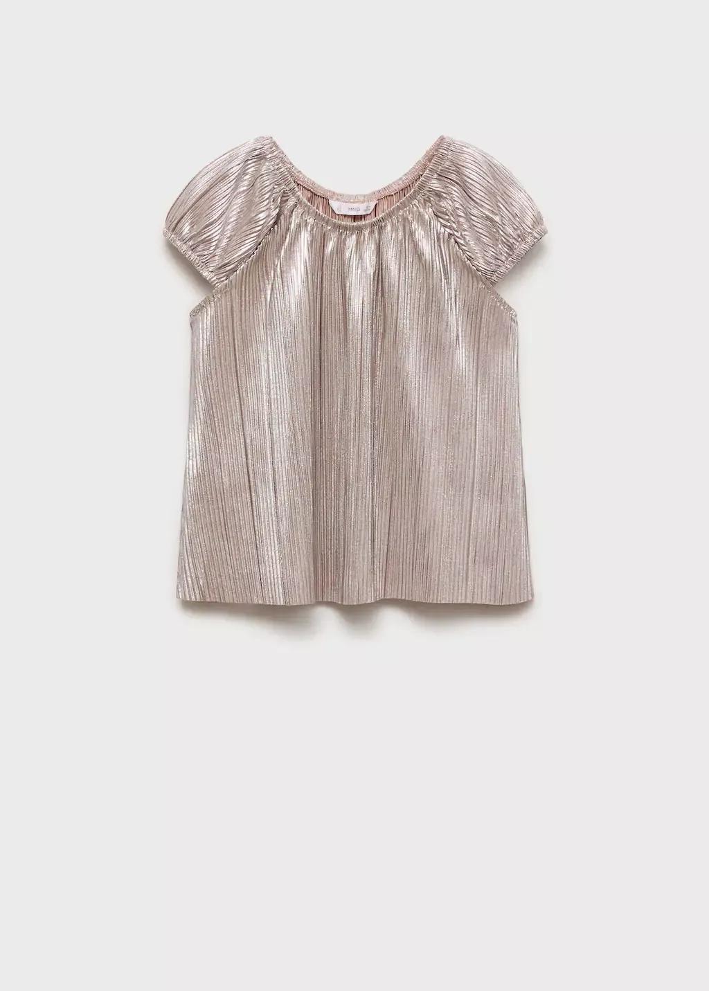 Silver Pleated T-Shirt, Kids Girl, , medium
