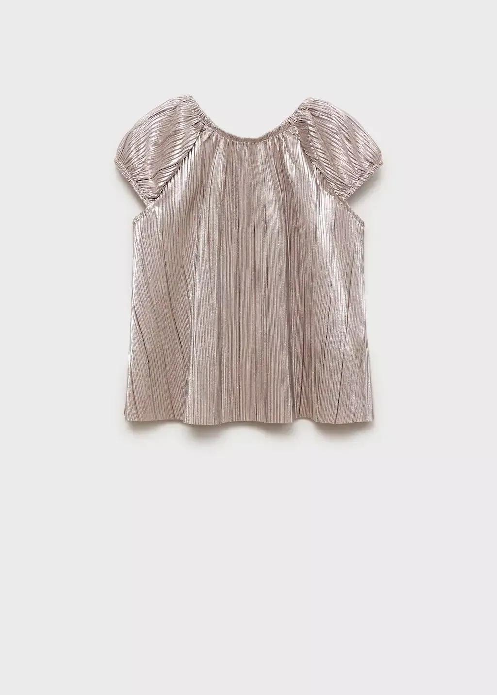 Silver Pleated T-Shirt, Kids Girl, , large image number 1