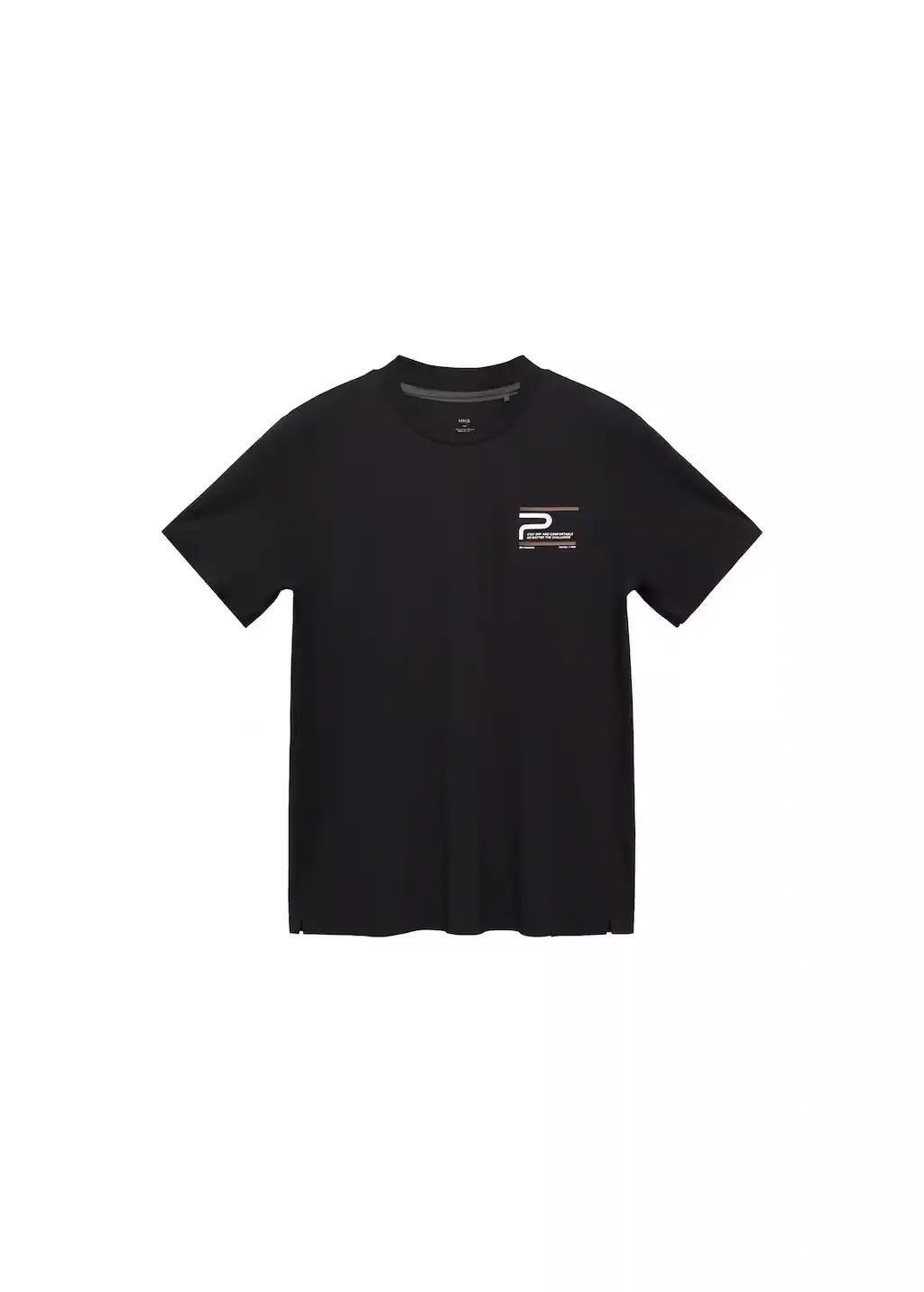 Black Comfort Stretch Printed T-Shirt, , large image number 2