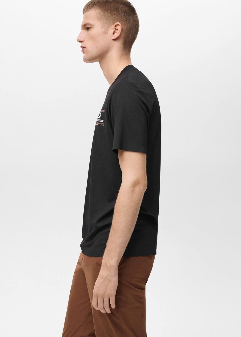 Black Comfort Stretch Printed T-Shirt, , large image number 3