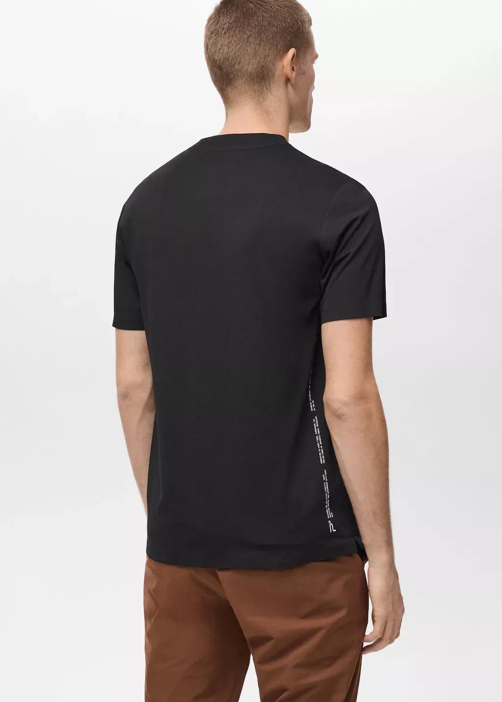 Black Comfort Stretch Printed T-Shirt, , large image number 6