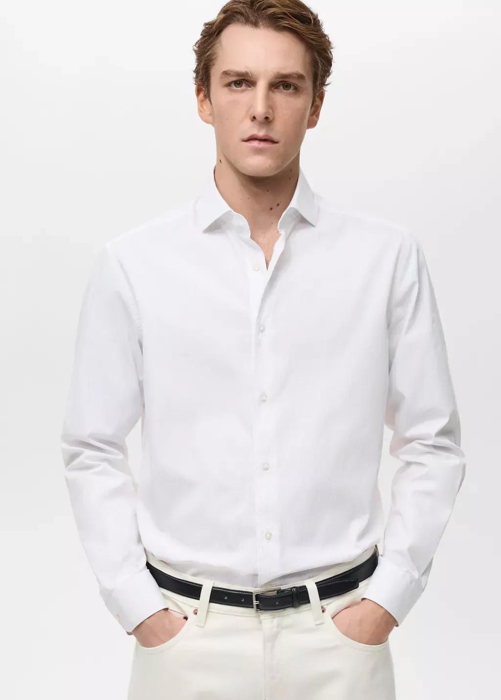 White Regular-Fit Striped 100% Cotton Shirt, , large image number 0