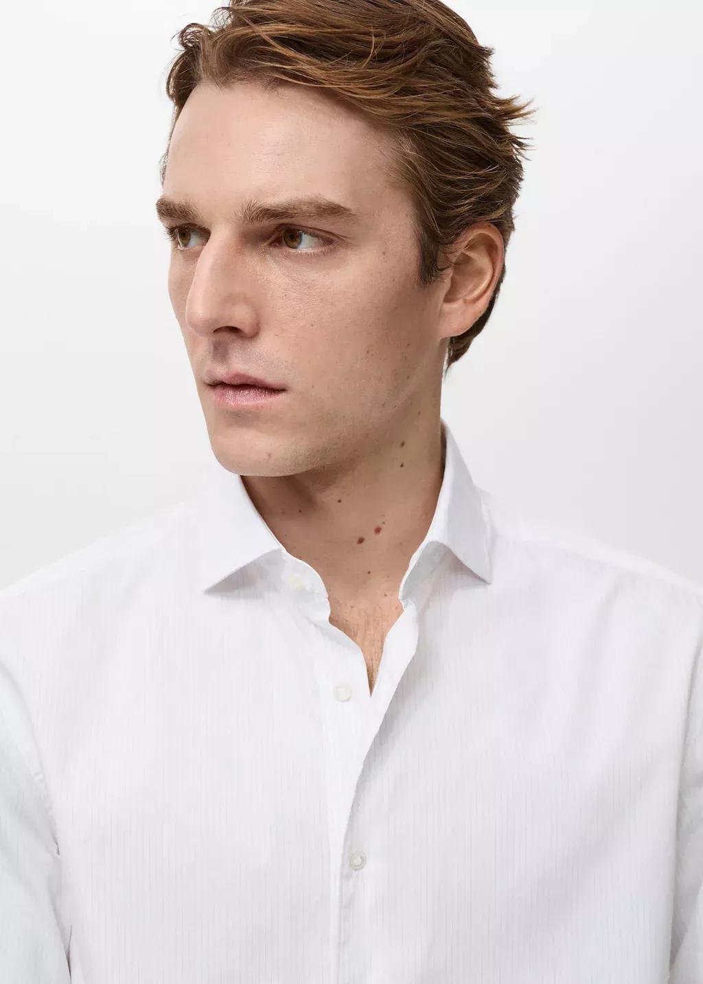 White Regular-Fit Striped 100% Cotton Shirt, , large image number 1