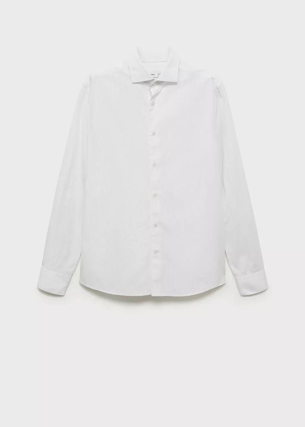 White Regular-Fit Striped 100% Cotton Shirt, , large image number 4