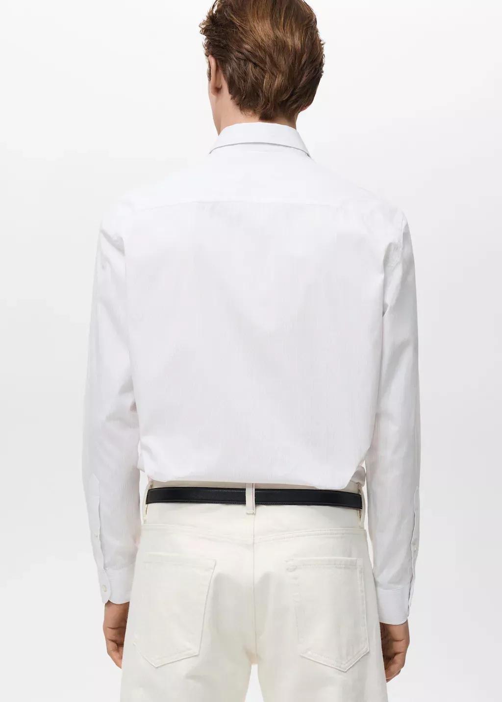 White Regular-Fit Striped 100% Cotton Shirt, , large image number 6
