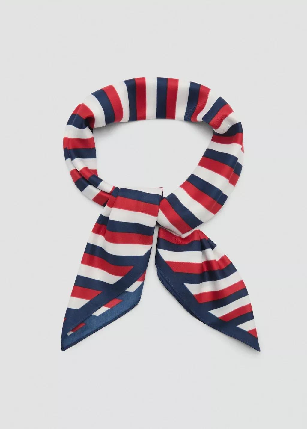 Red Multi-Coloured Striped Scarf, Red, large image number 1