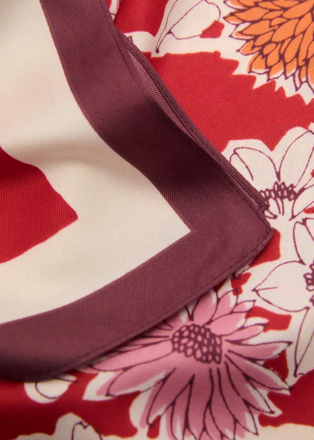 Pink Floral Satin Scarf, , medium