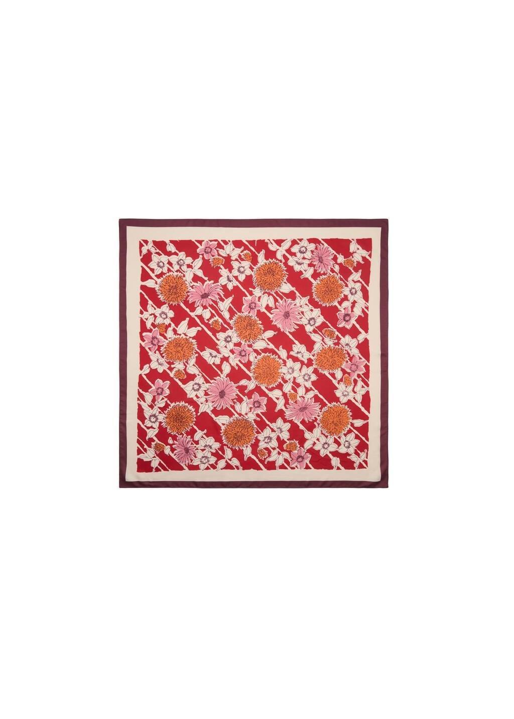 Pink Floral Satin Scarf, Pink, large image number 2