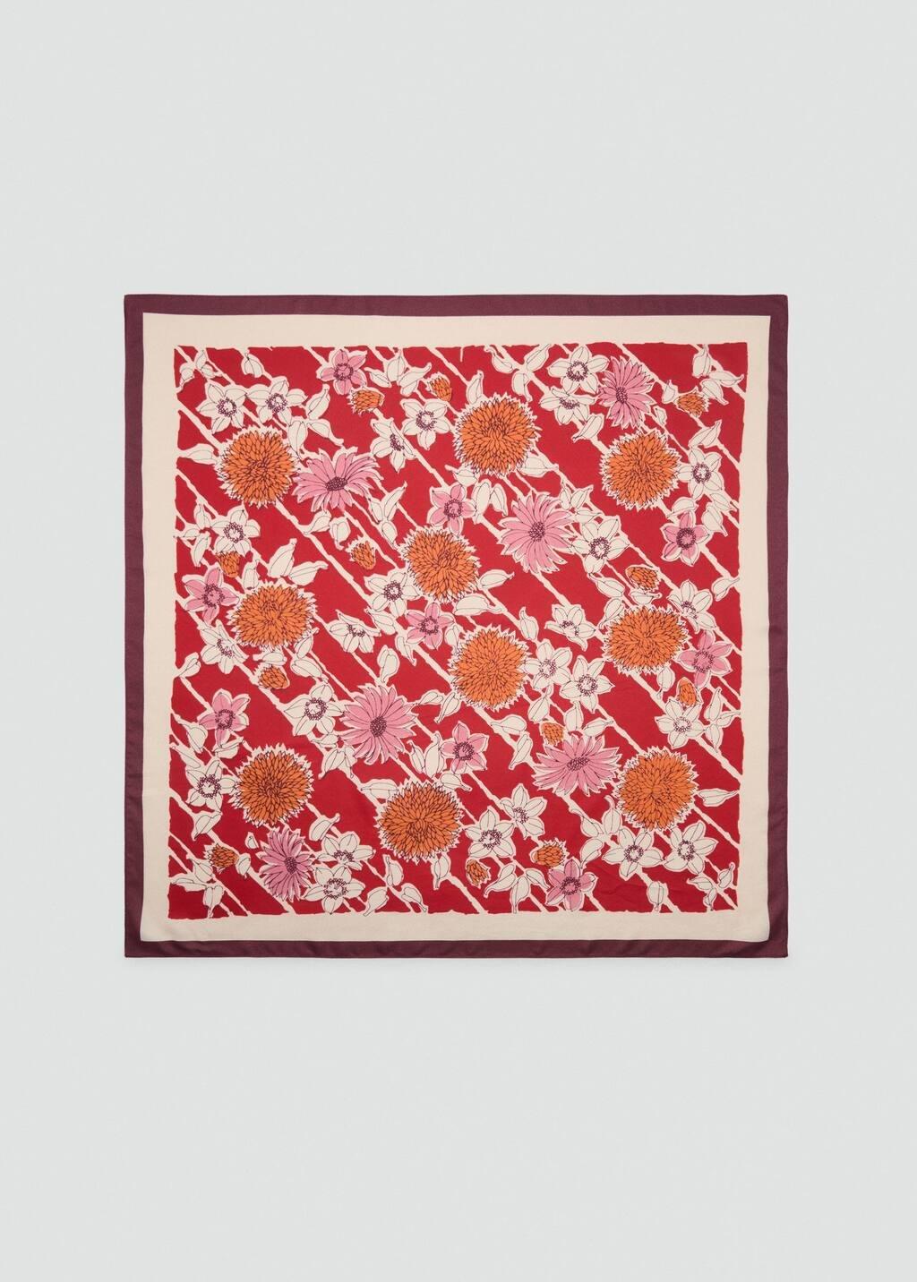 Pink Floral Satin Scarf, Pink, large image number 3