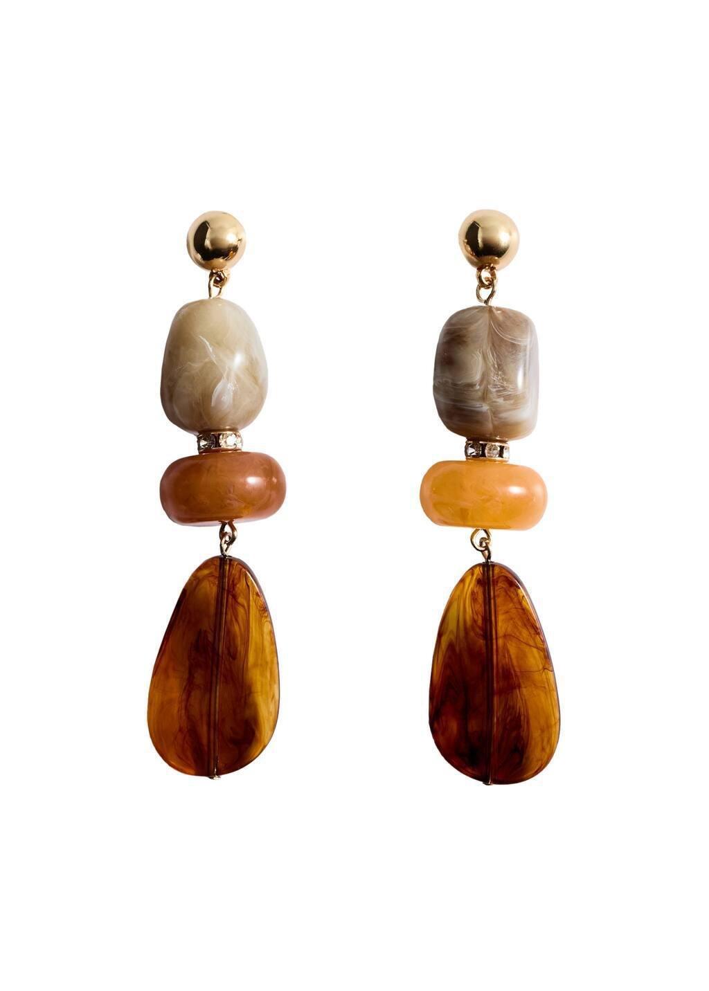 Orange Beaded Drop Earrings, Orange, large image number 2