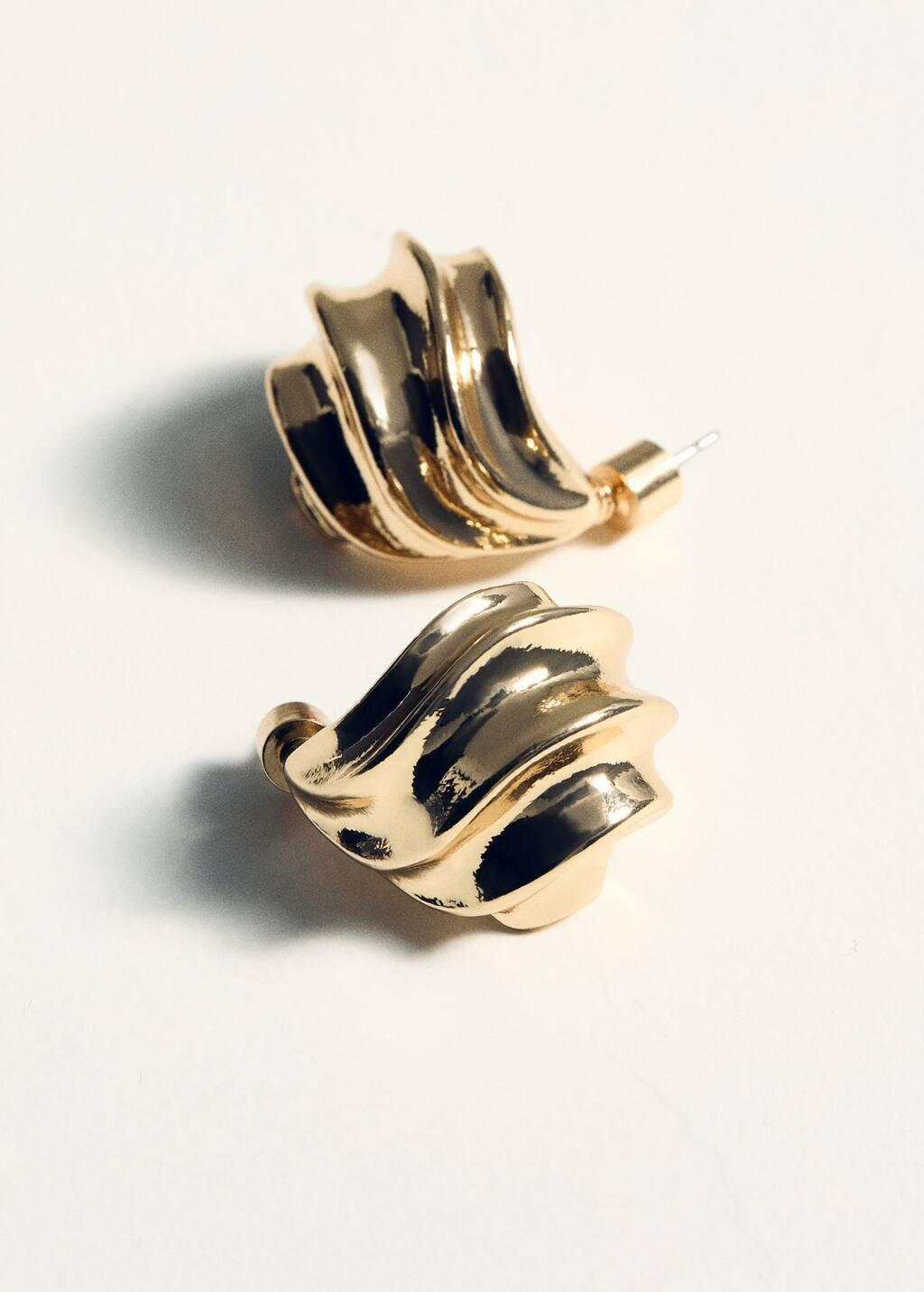Gold Embossed Spiral Earrings, Gold, large image number 1