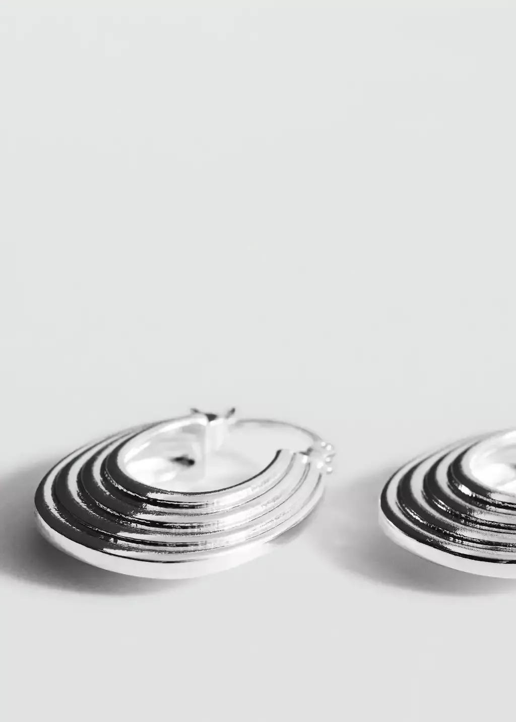 Silver Embossed Hoop Earrings, 0201_PL, large image number 1