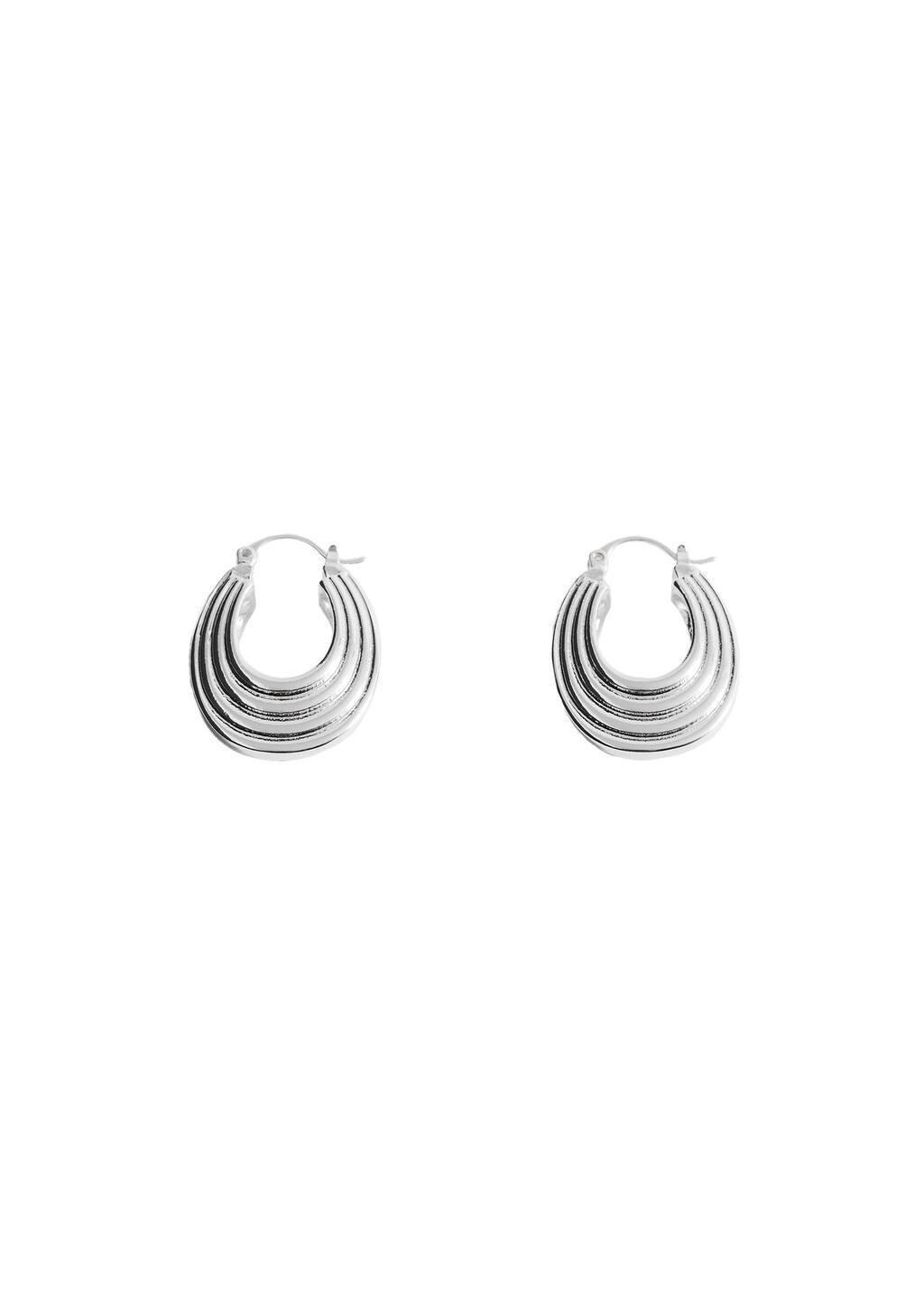 Silver Embossed Hoop Earrings, 0201_PL, large image number 2