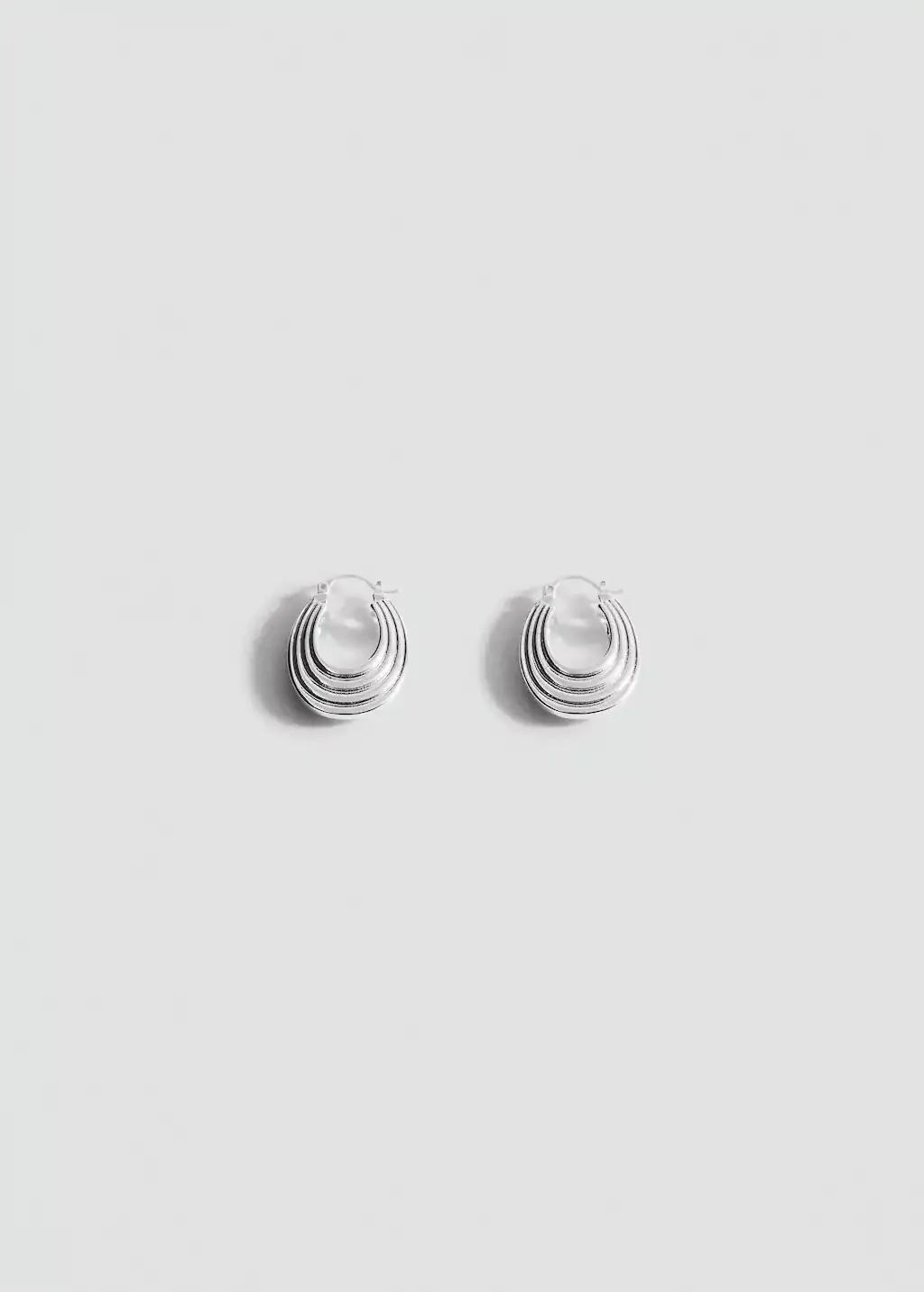 Silver Embossed Hoop Earrings, 0201_PL, large image number 3
