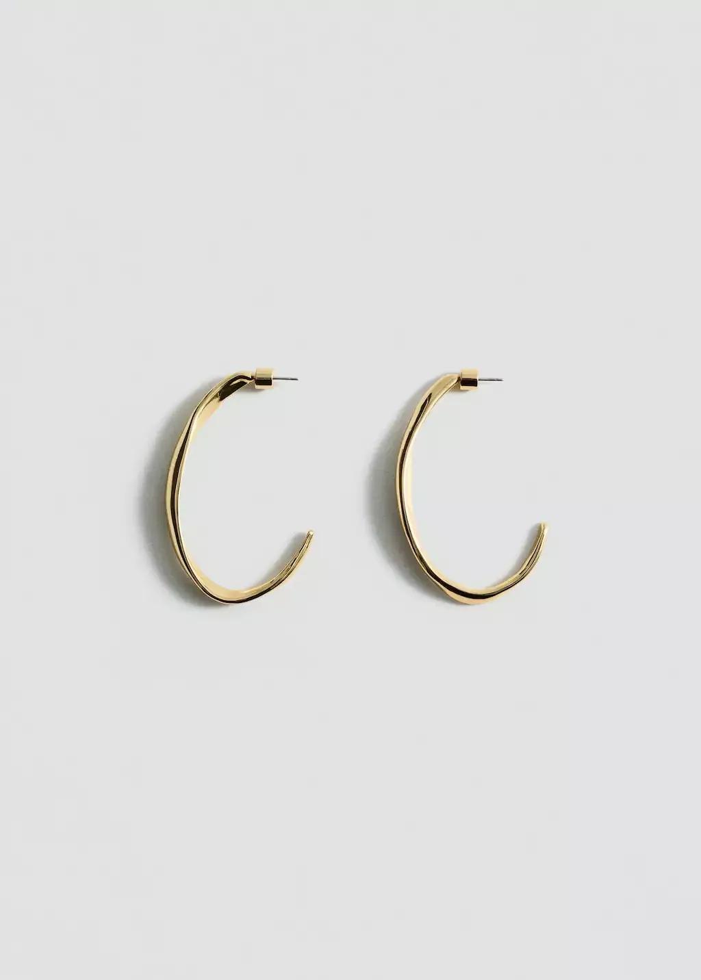 Gold Twisted Hoop Earrings, 0201_OR, large image number 2