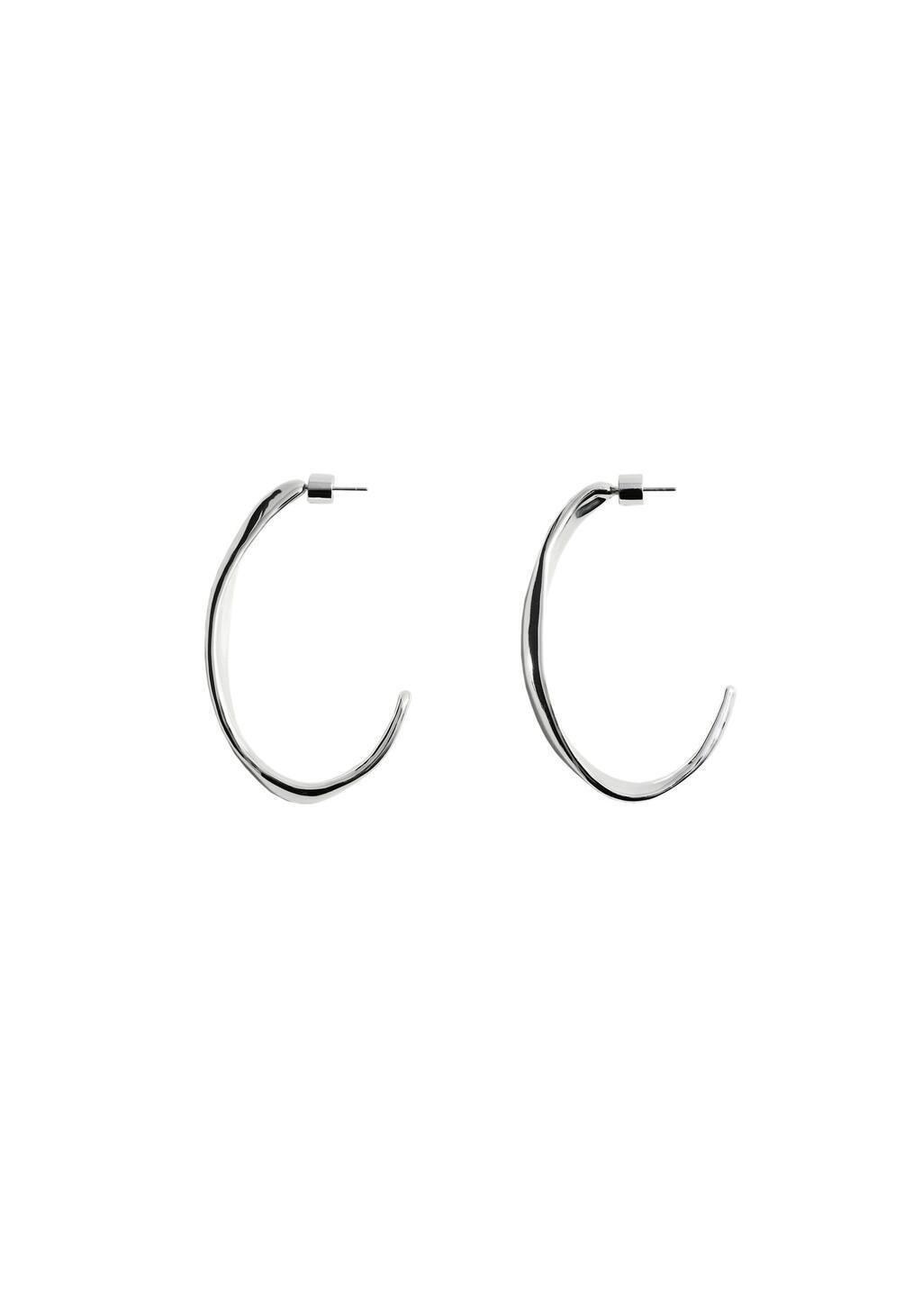 Silver Twisted Hoop Earrings, 0201_PL, large image number 1