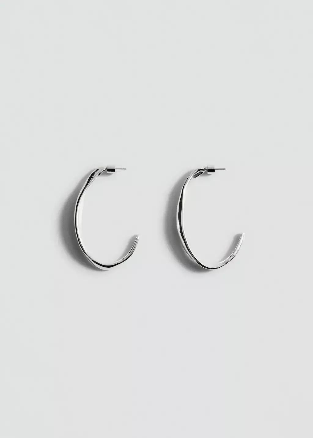 Silver Twisted Hoop Earrings, 0201_PL, large image number 2