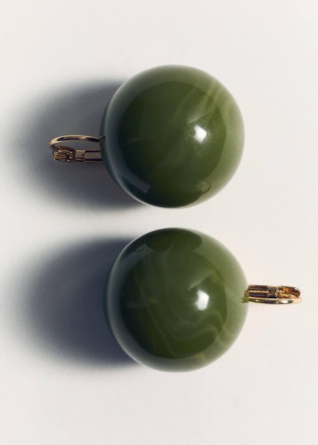 Green Resin Ball Earrings, Green, large image number 1