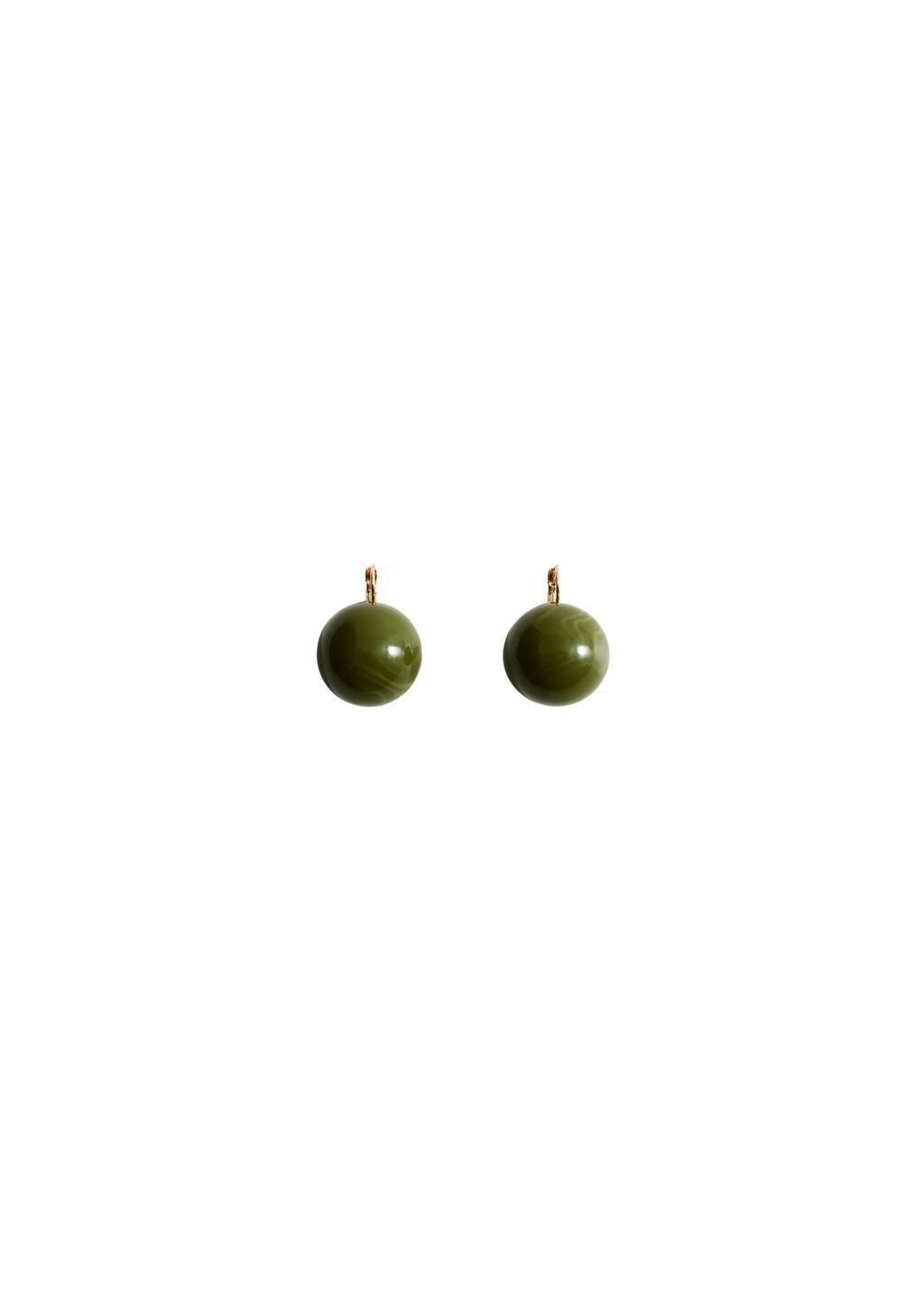 Green Resin Ball Earrings, Green, large image number 2
